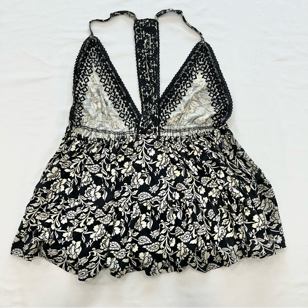 Free People Sammy Tank Top Camisole Black/Cream Floral Size XLarge NWT - Picture 5 of 13